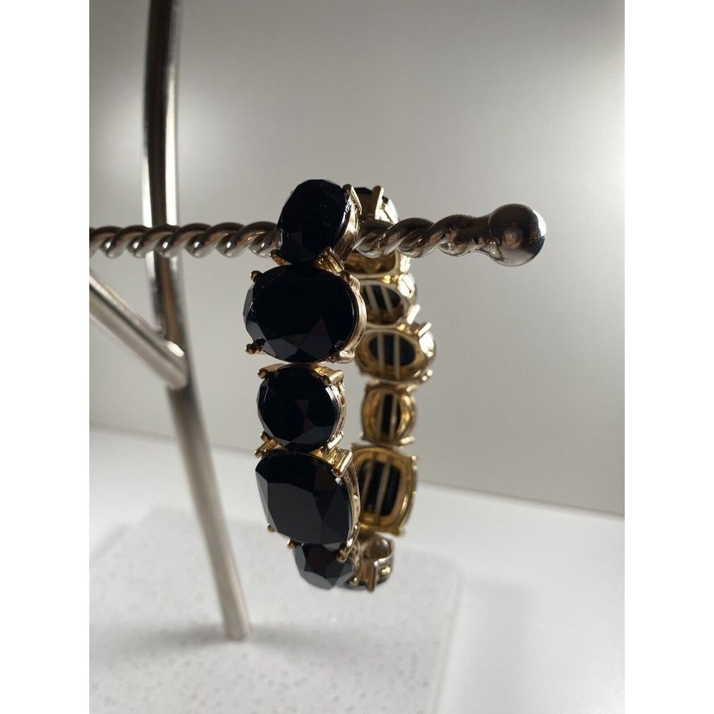 Women's Bracelet Black and Gold Round Bangle, Good Pre-owned